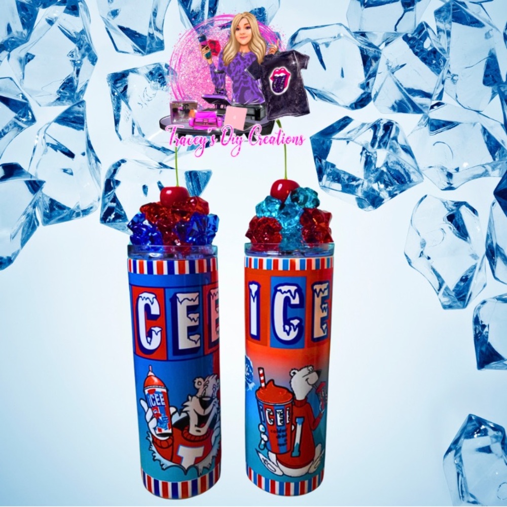 Icee Slushy 20 oz Tumbler With Removable Magnetic Lid Ice Topper